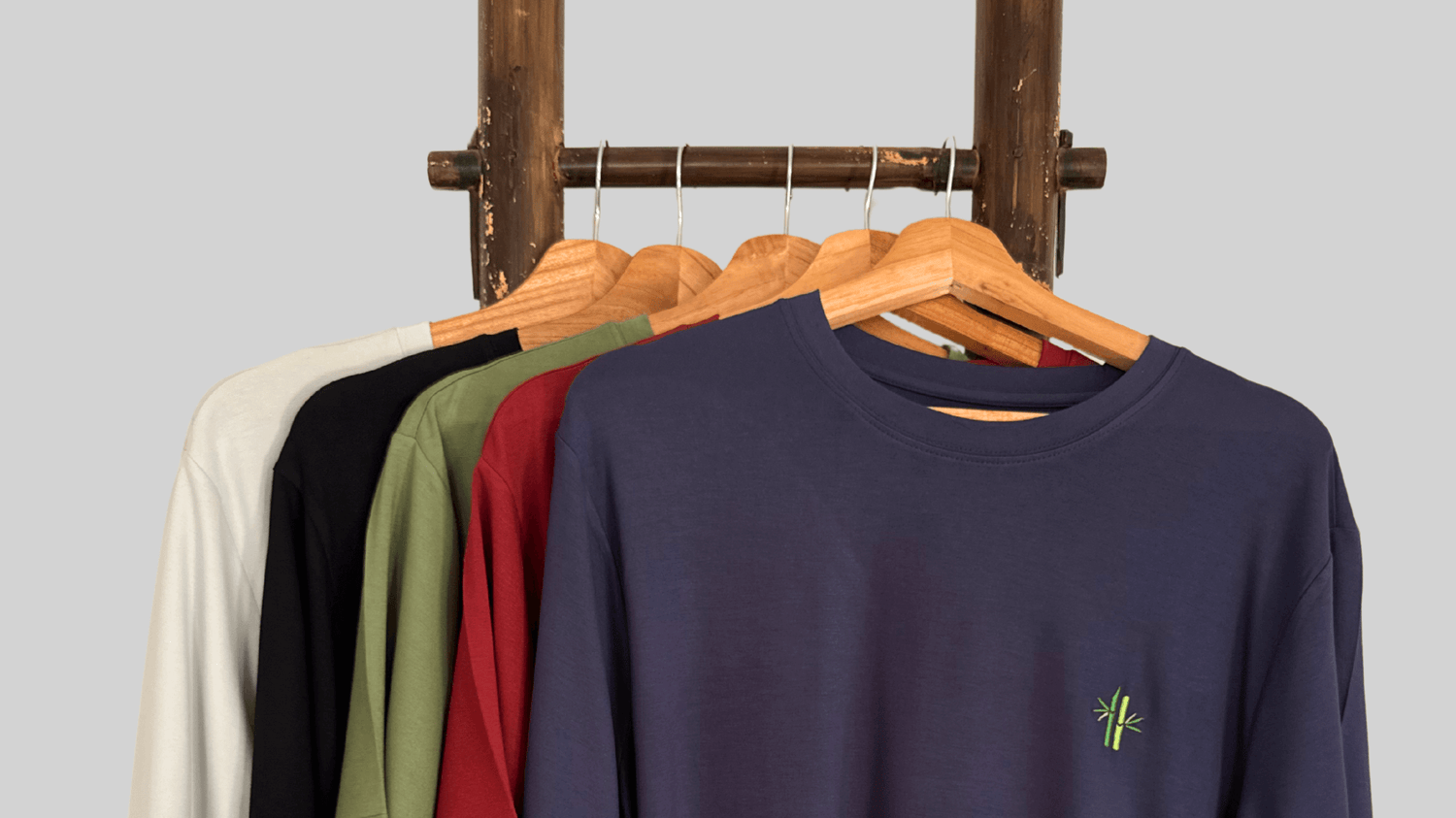 Bamboo shirts for men hanging on bamboo | Bamboo Shirts - Robumi Lifestyle