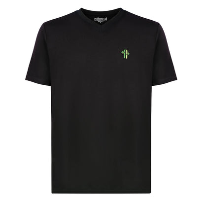 Front of Everyday Bamboo V-neck Shirt | Pitch Black - Robumi Lifestyle