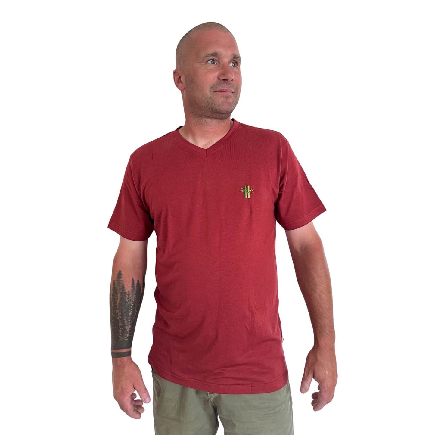 Bamboo Cotton V - neck | Rosewood Red - Robumi Lifestyle