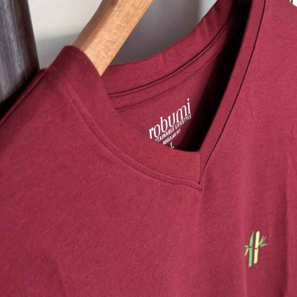Bamboo Cotton V - neck | Rosewood Red - Robumi Lifestyle